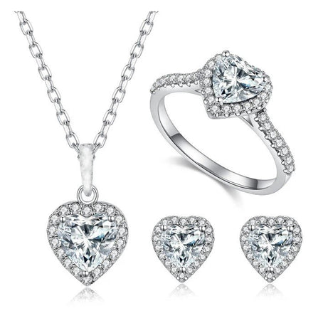 Kalpli Yüzük + Kolye + Küpe Set 925 Ayar Gümüş